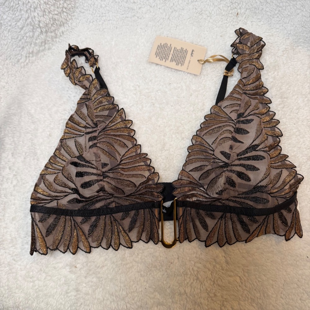 Iris van Herpen x Aubade Paris Sensory Illusion Bralette Gold Black RC10B Medium